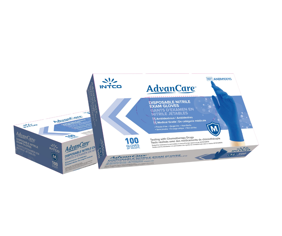AdvanCare Nitrile Exam Gloves (Blue) - Box of 100 Gloves