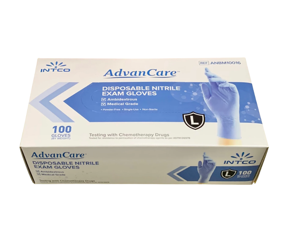 AdvanCare Nitrile Exam Gloves (Blue) - Box of 100 Gloves