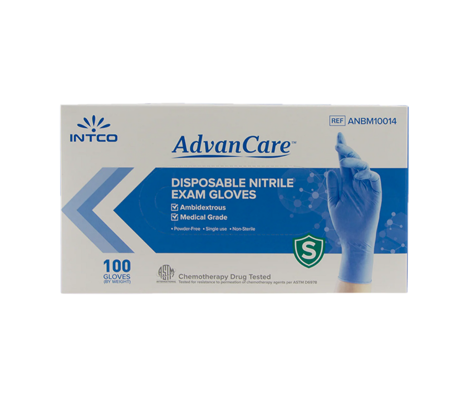 AdvanCare Nitrile Exam Gloves (Blue) - Box of 100 Gloves